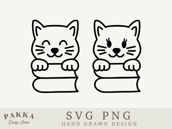Cat with Books Svg Png Reading