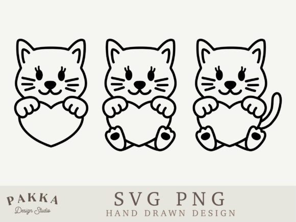 Cat with Heart Outline Svg Png Valentine Review