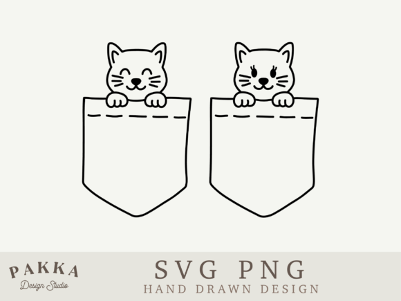 Pocket Cat Svg Png Kawaii Outline